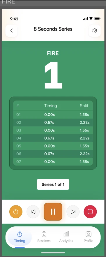 Shooting Pro Timer live shot-detection screen
